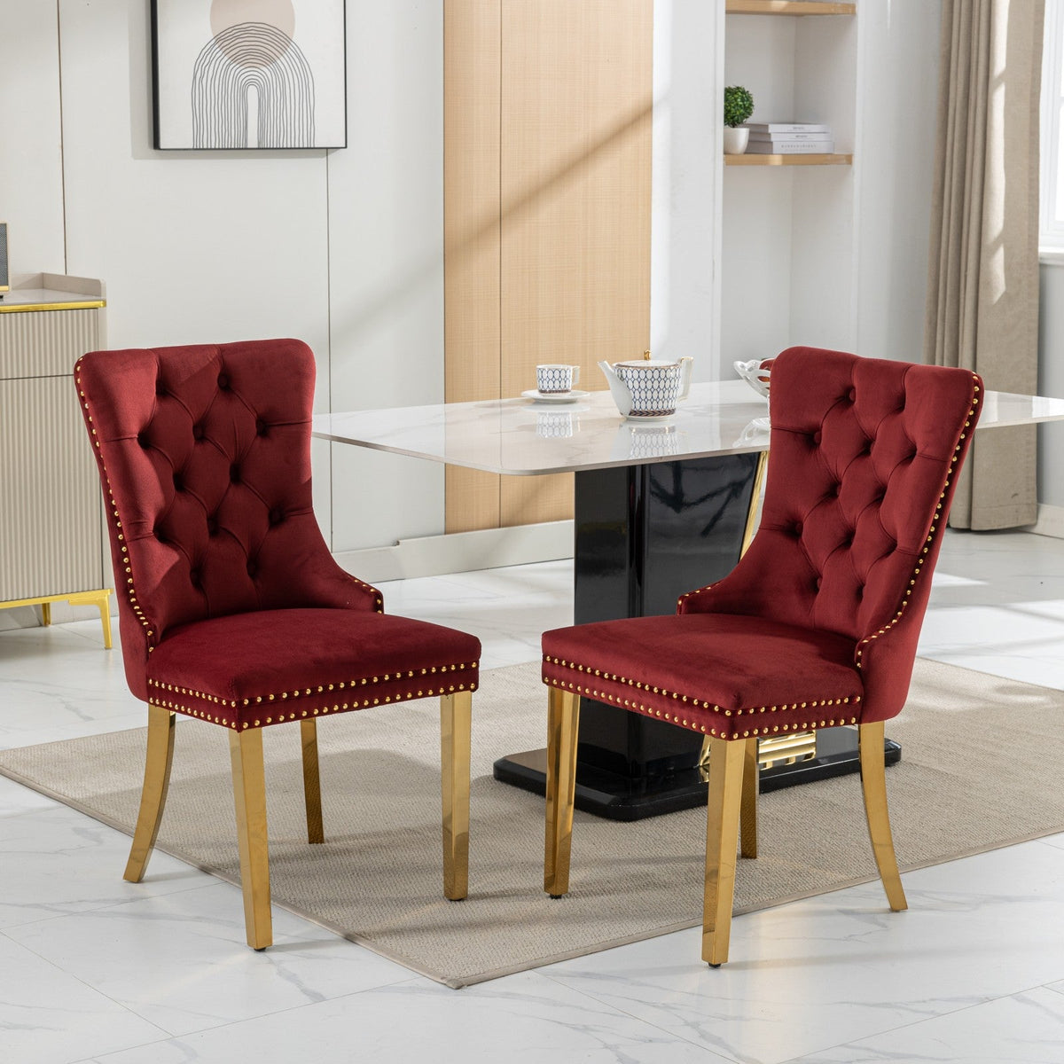 Nikki Collection Modern Velvet Upholstered Dining Chair Set of 2