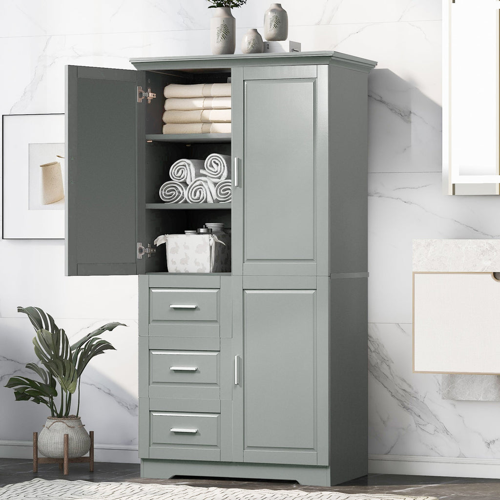 Tall and Wide Storage Cabinet with Doors for Bathroom/Office