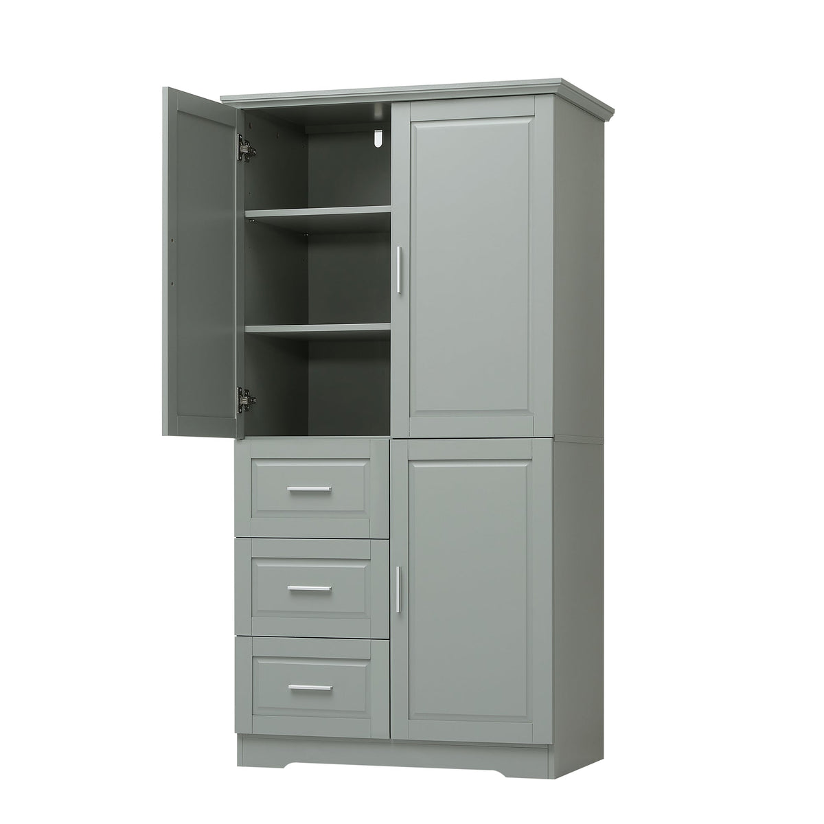 Tall and Wide Storage Cabinet with Doors for Bathroom/Office