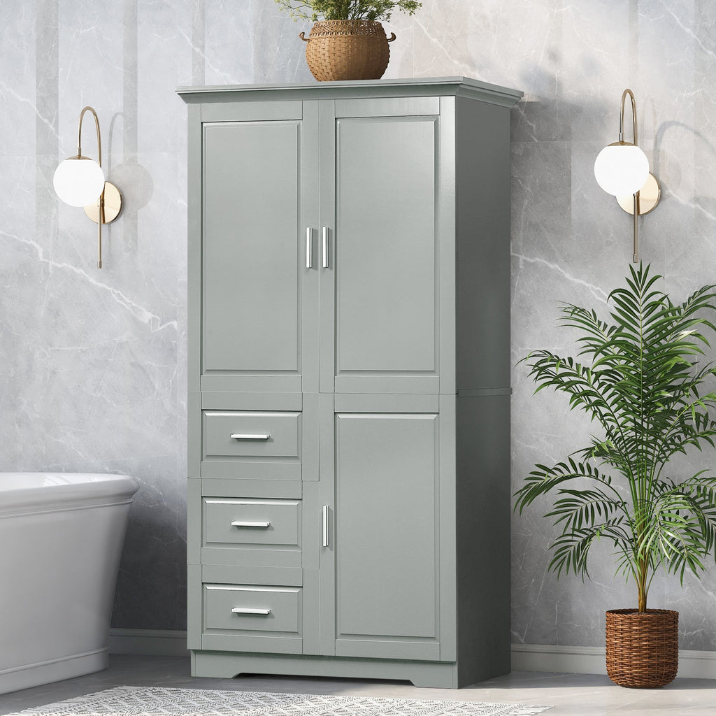 Tall and Wide Storage Cabinet with Doors for Bathroom/Office