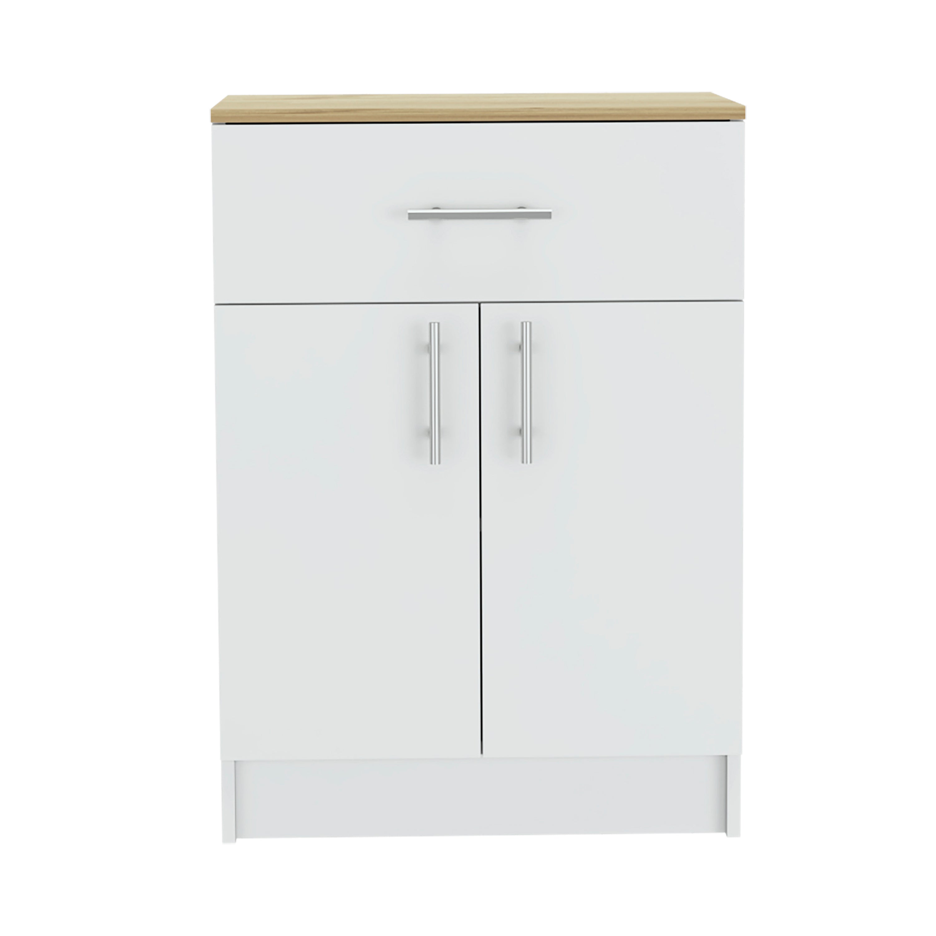 Pantry Organizer Cabinet 33" H, One Drawer, Two Interior Shelves, Two Doors, White/Light