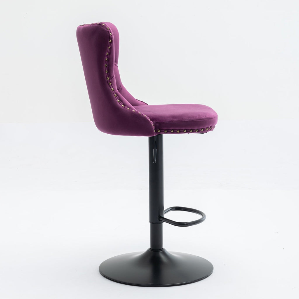 Swivel Velvet Barstools with Adjustable Seat Height