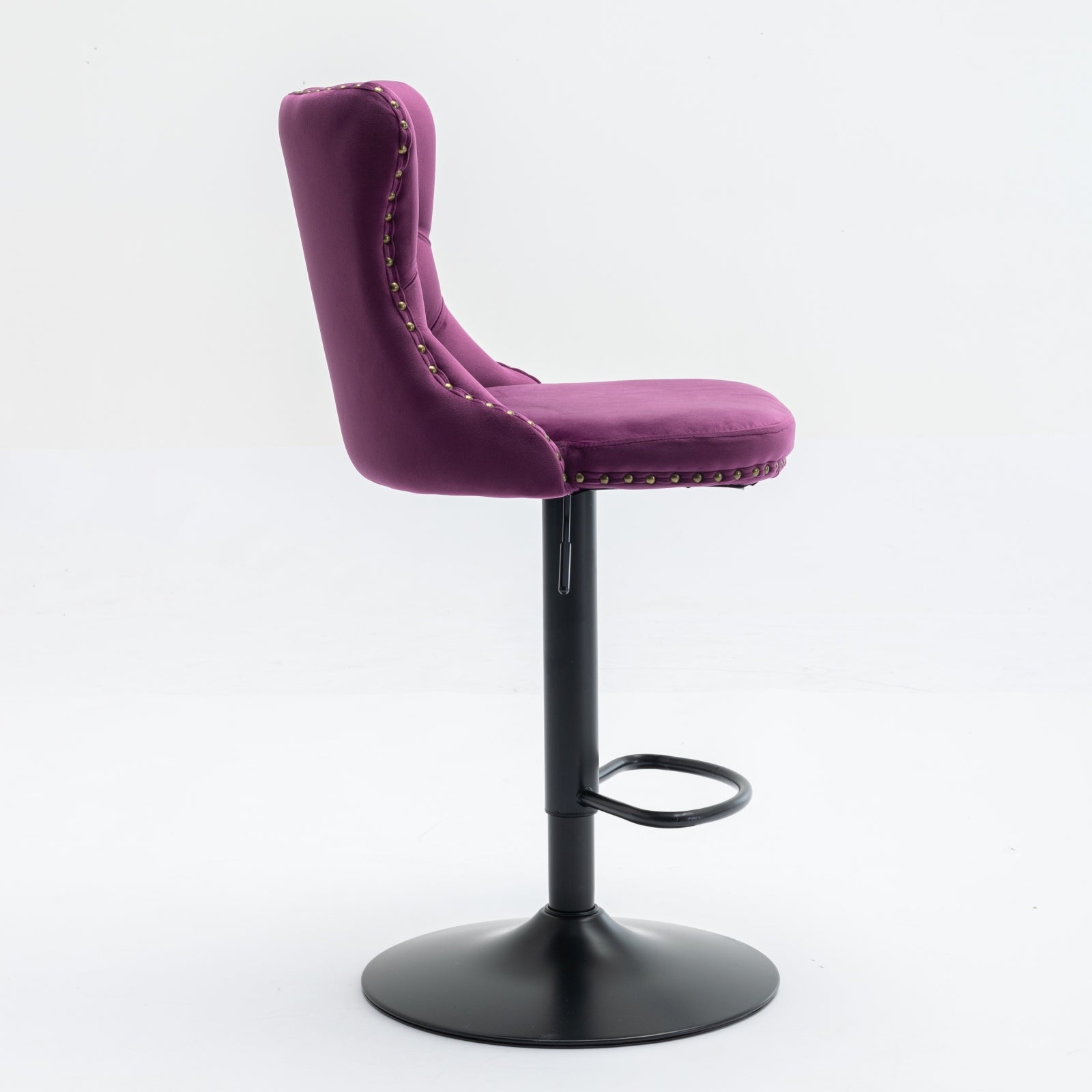Swivel Velvet Barstools with Adjustable Seat Height