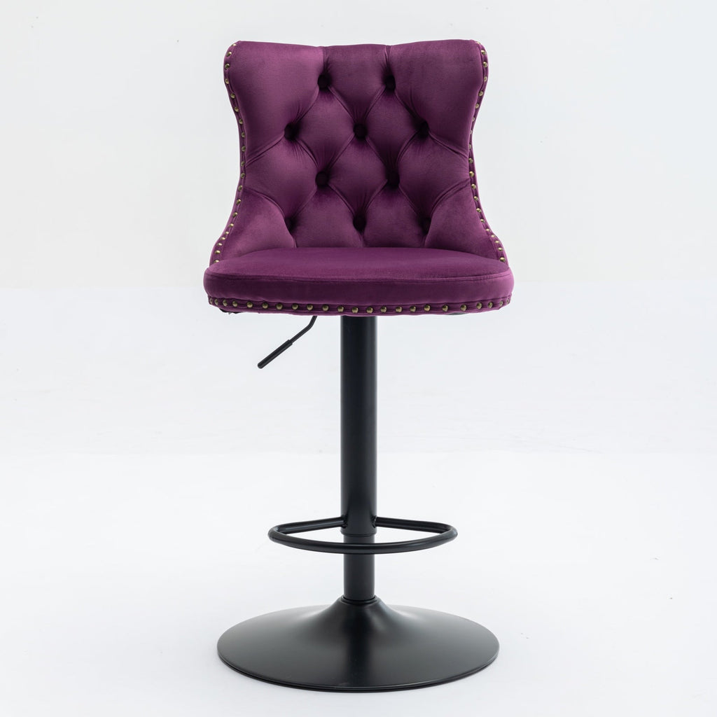 Swivel Velvet Barstools with Adjustable Seat Height