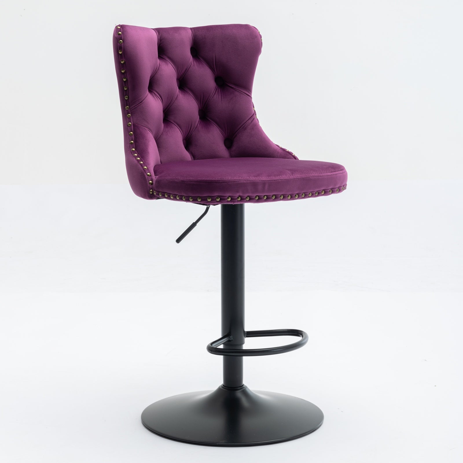 Swivel Velvet Barstools with Adjustable Seat Height