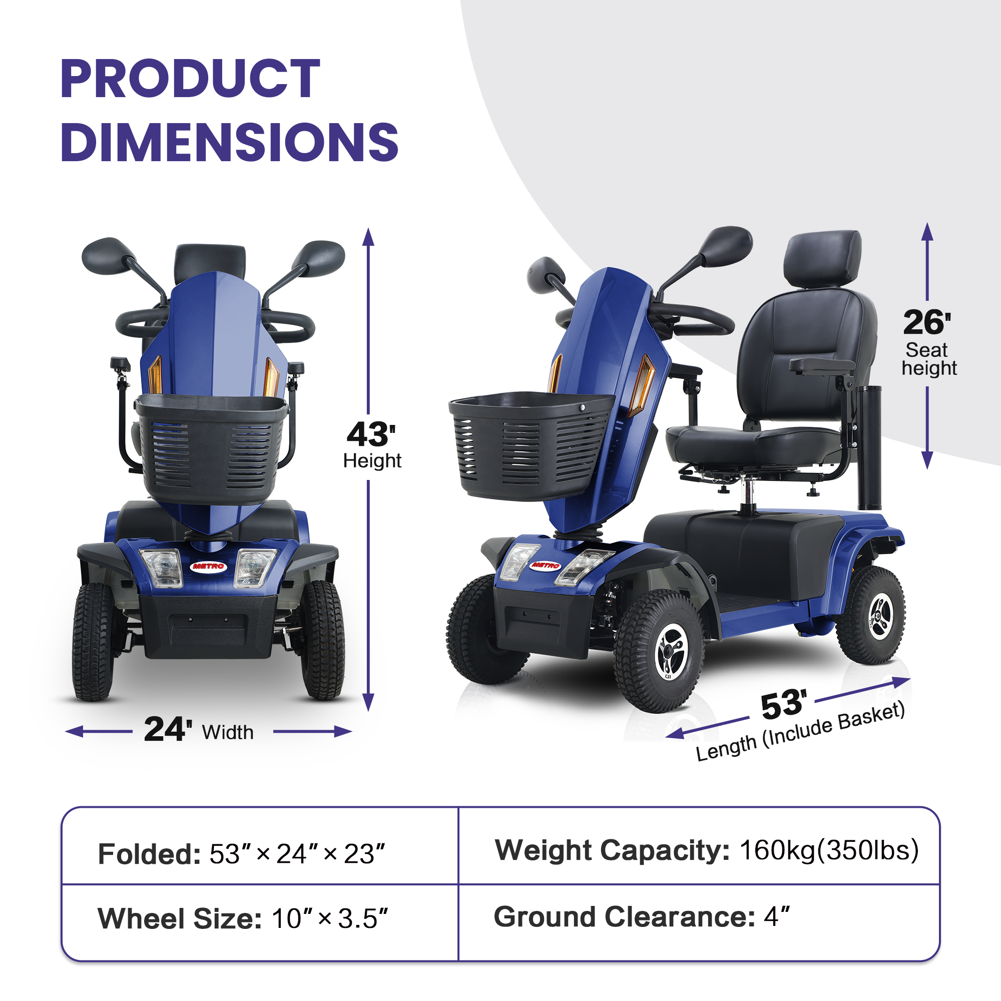 S500-Blue Heavy Duty Mobility Scooter