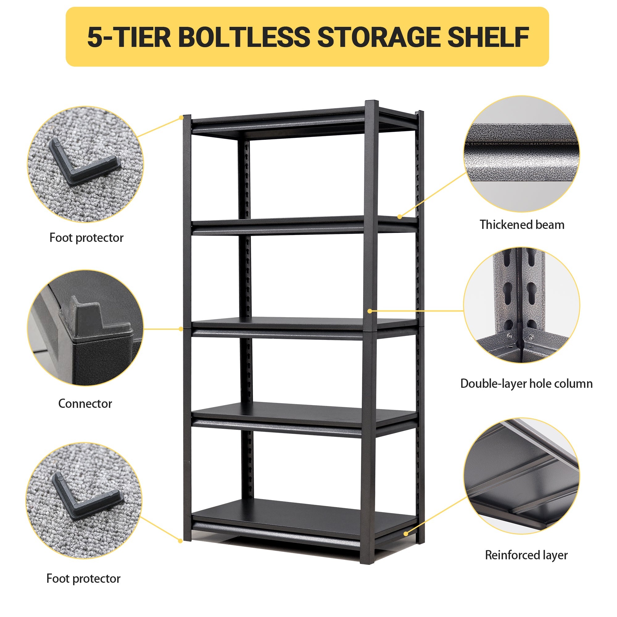 5 Tier Heavy Duty Metal Shelves for Garage Storage