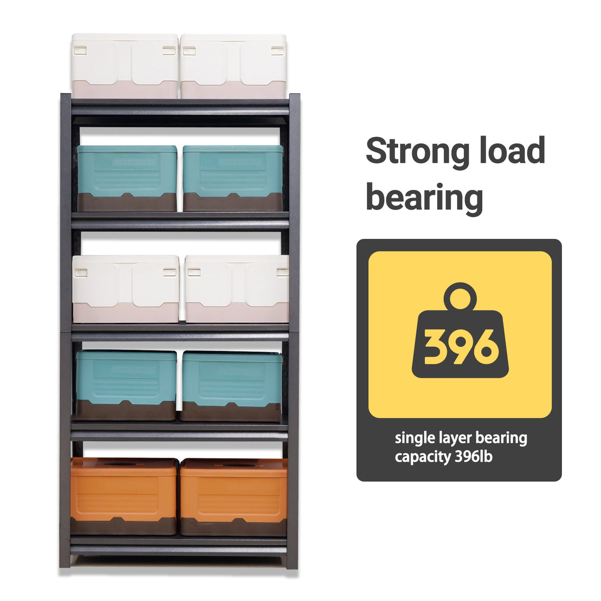72"H 5 Tier Heavy Duty Metal Shelves