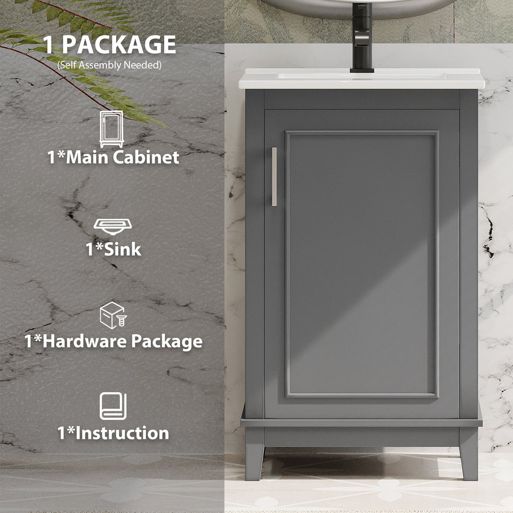 20 Inch Modern Small Bathroom Vanity Cabinet With Ceramic Basin