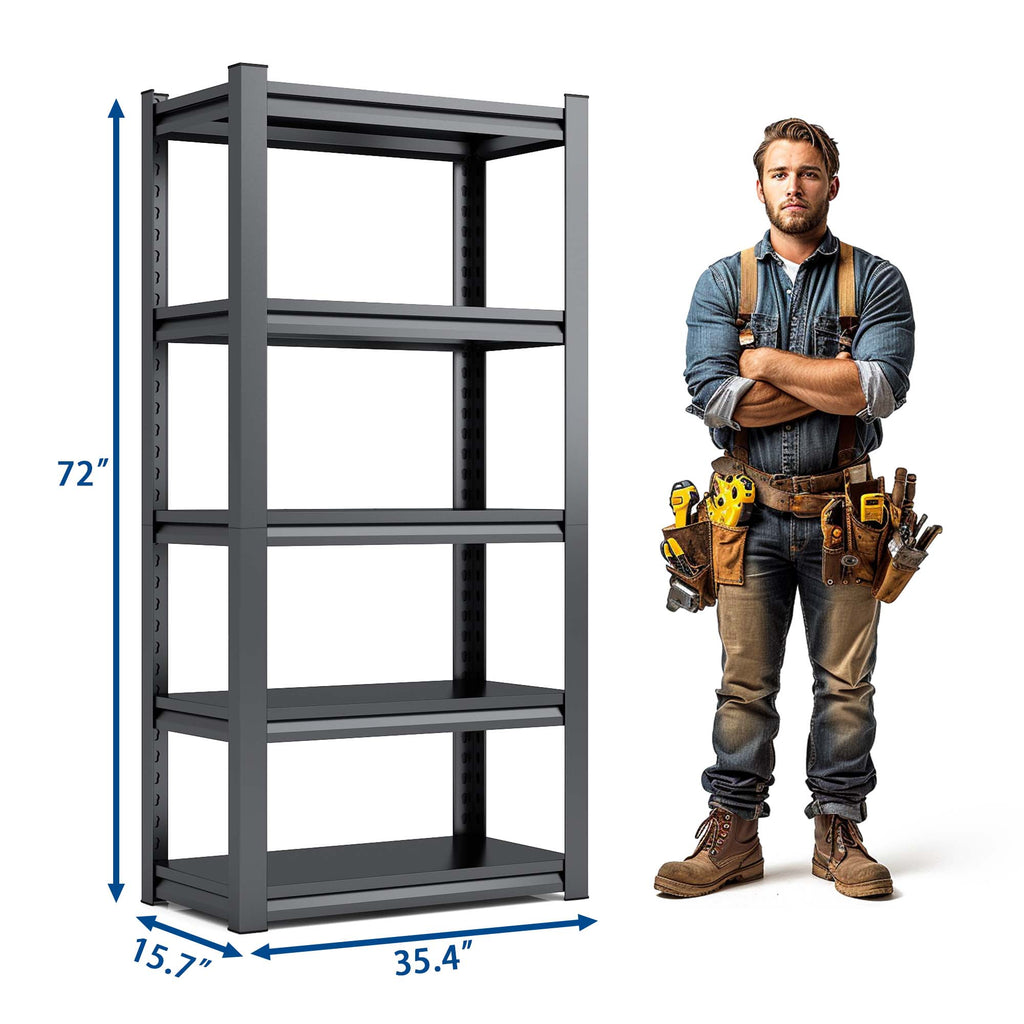 72"H 5 Tier Heavy Duty Metal Shelves