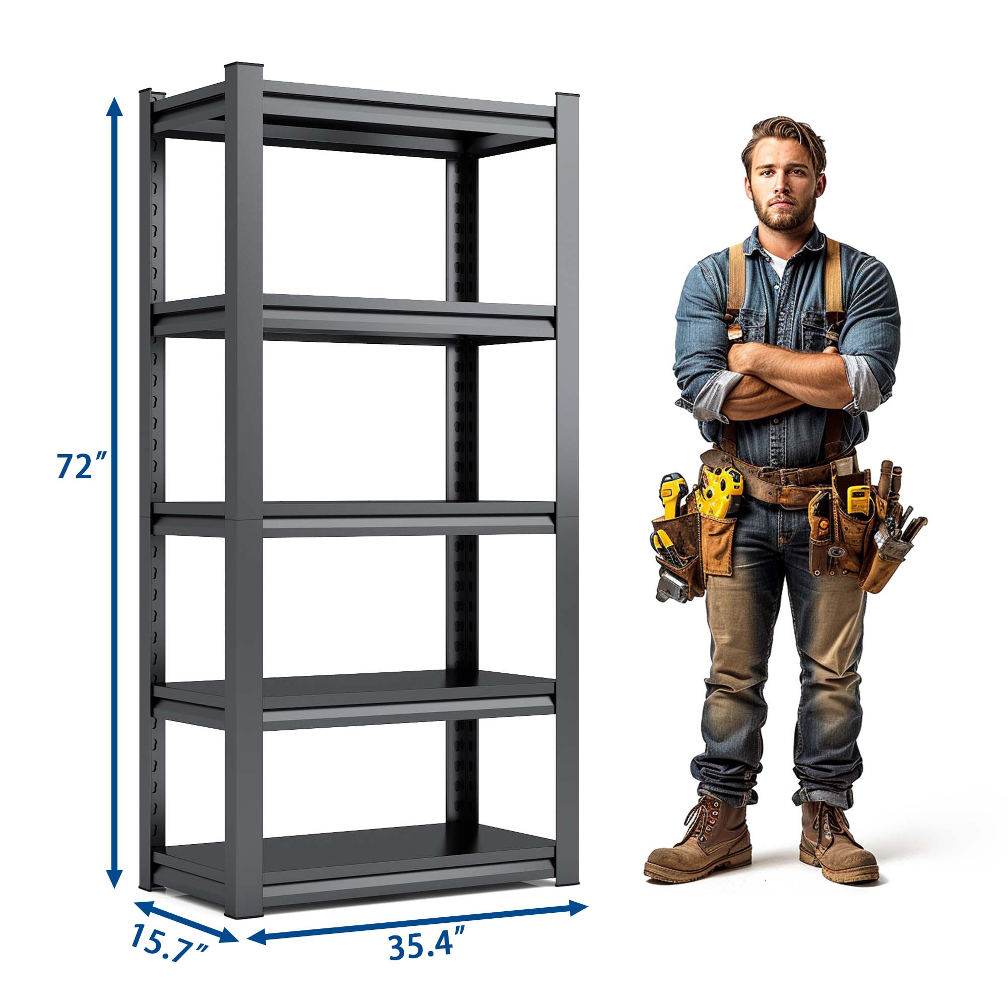 72"H 5 Tier Heavy Duty Metal Shelves