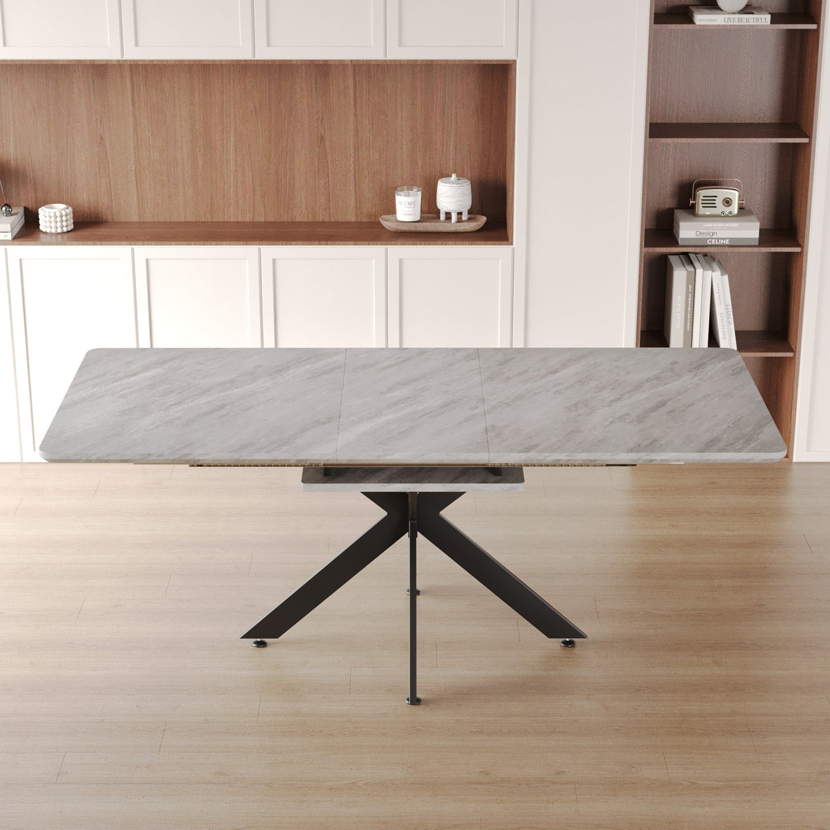 62.4" to 78.15" Extendable Dining Table Set for 6-8