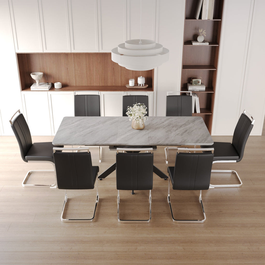 62.4" to 78.15" Extendable Dining Table Set for 6-8