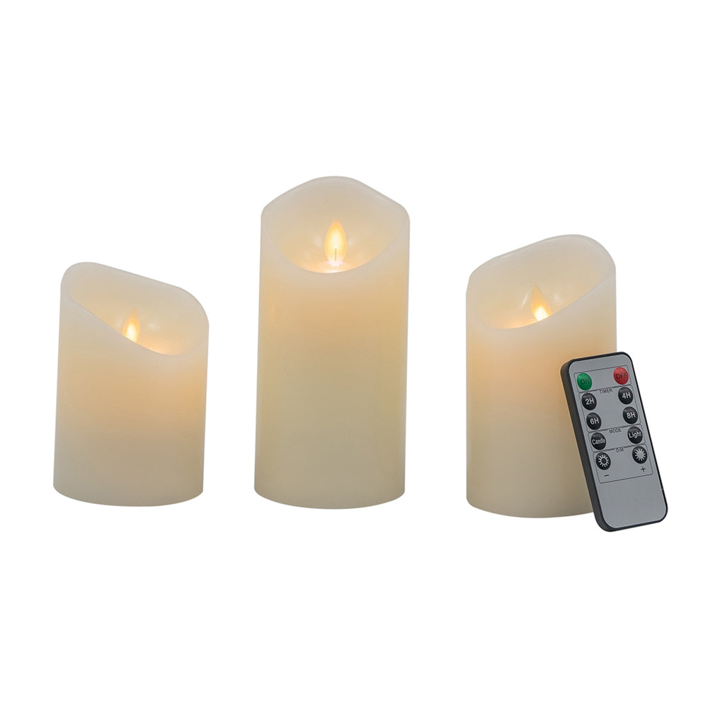 Set of 3 Flickering LED Candles