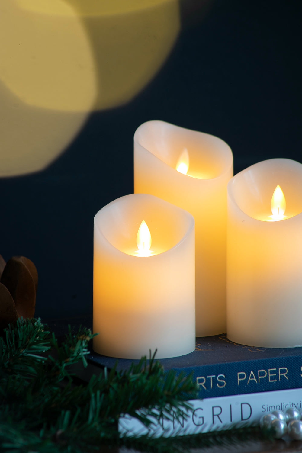 Set of 3 Flickering LED Candles