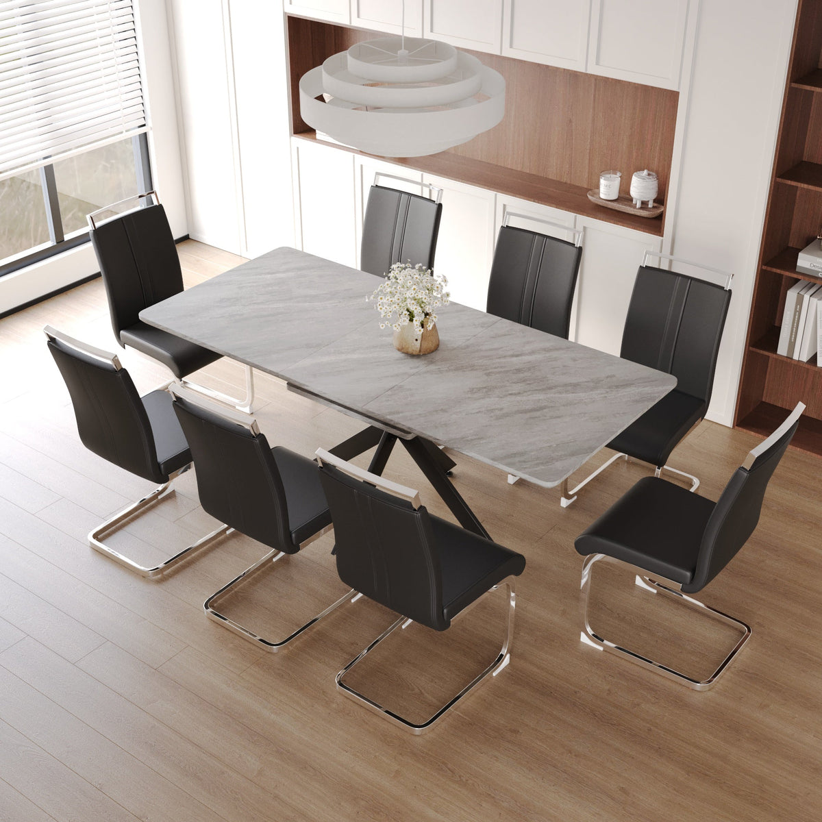 62.4" to 78.15" Extendable Dining Table Set for 6-8