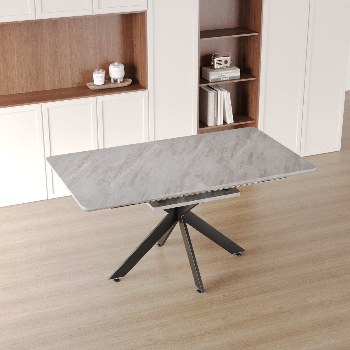62.4" Extendable Dining Table Set for 6-8 Persons