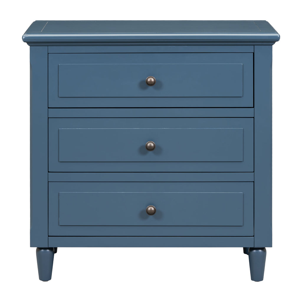 U_STYLE 28'' Pine Wood Nightstand with 3 Drawers