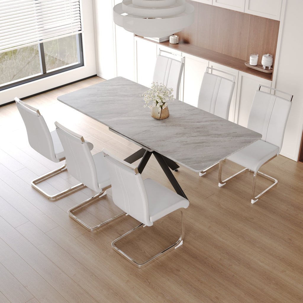 62.4" Extendable Dining Table Set for 6-8 Persons