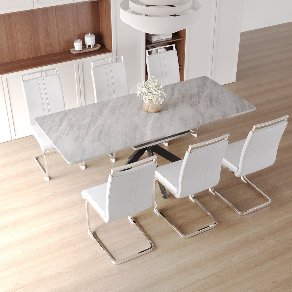 62.4" Extendable Dining Table Set for 6-8 Persons