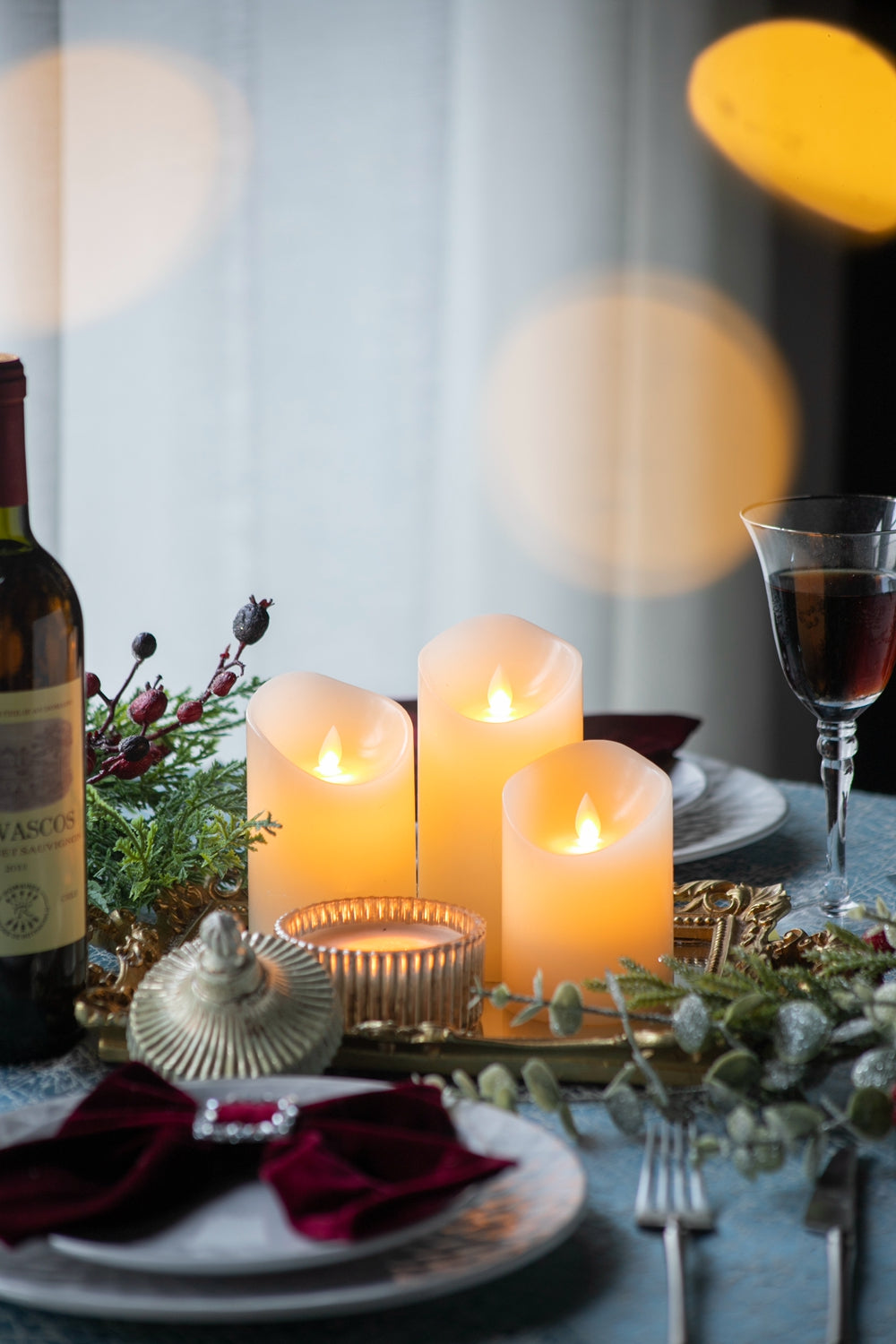 Set of 3 Flickering LED Candles