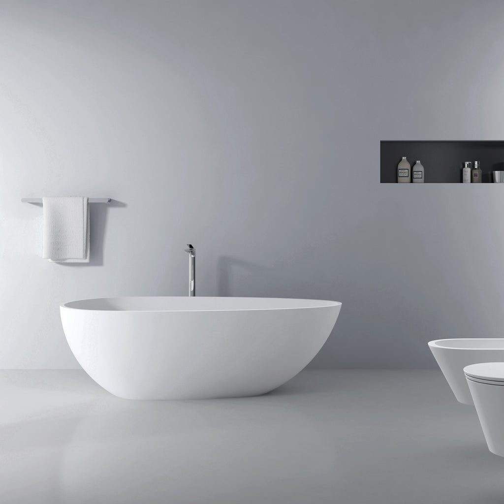 66.9 Inch Freestanding Solid Surface Soaking Bathtub