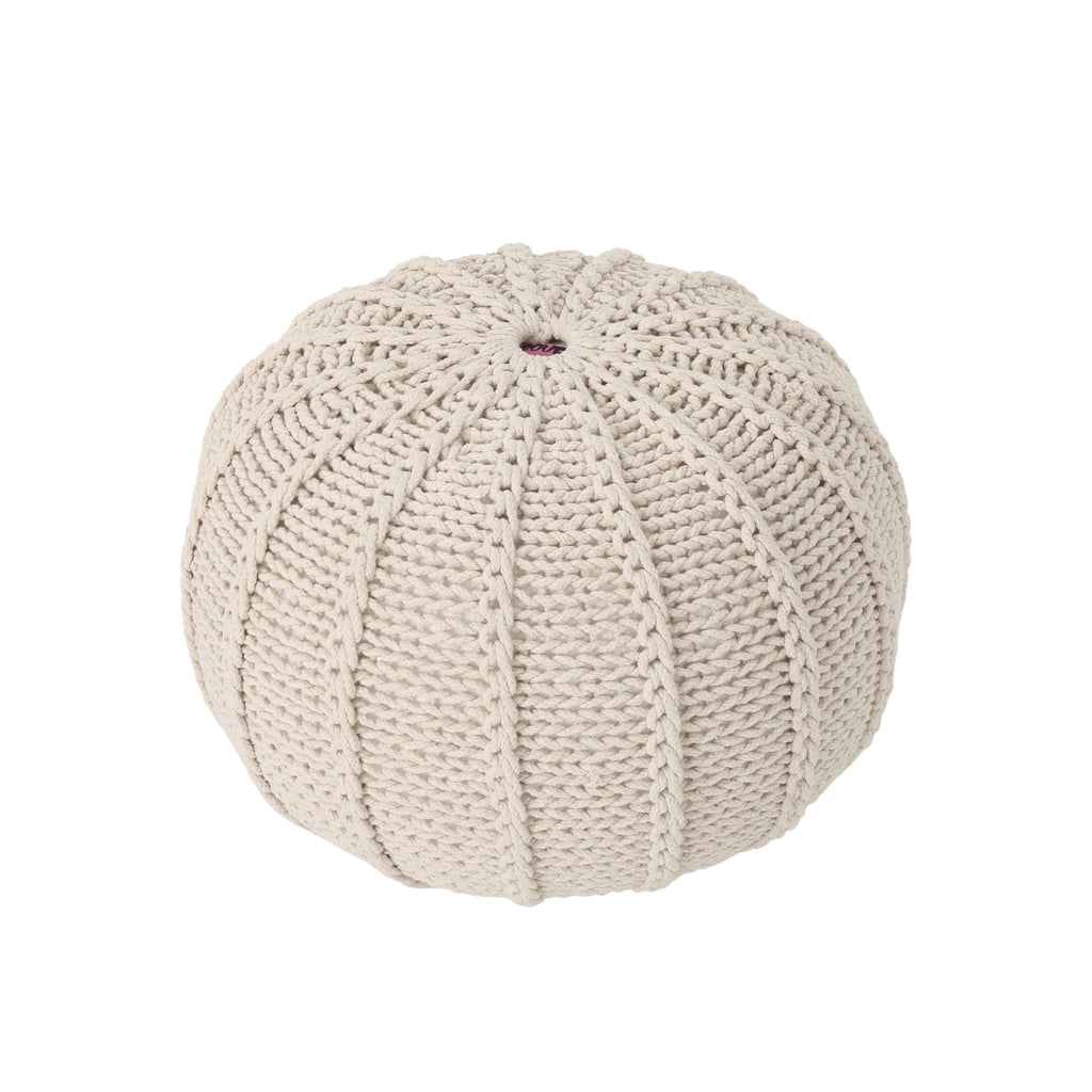 Bordeaux Knitted Cotton Round Pouf