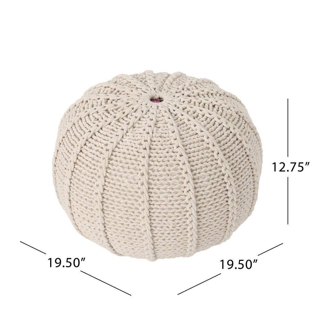 Bordeaux Knitted Cotton Round Pouf