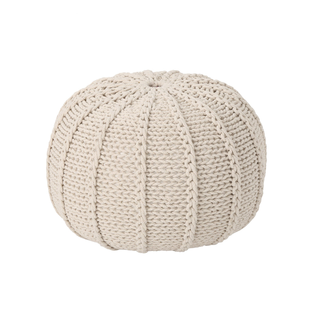 Bordeaux Knitted Cotton Round Pouf