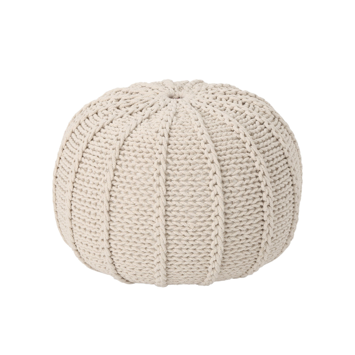 Bordeaux Knitted Cotton Round Pouf