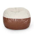 Maxi 5 Foot Two Color Fabric and Faux Leather Rounded Bean Bag
