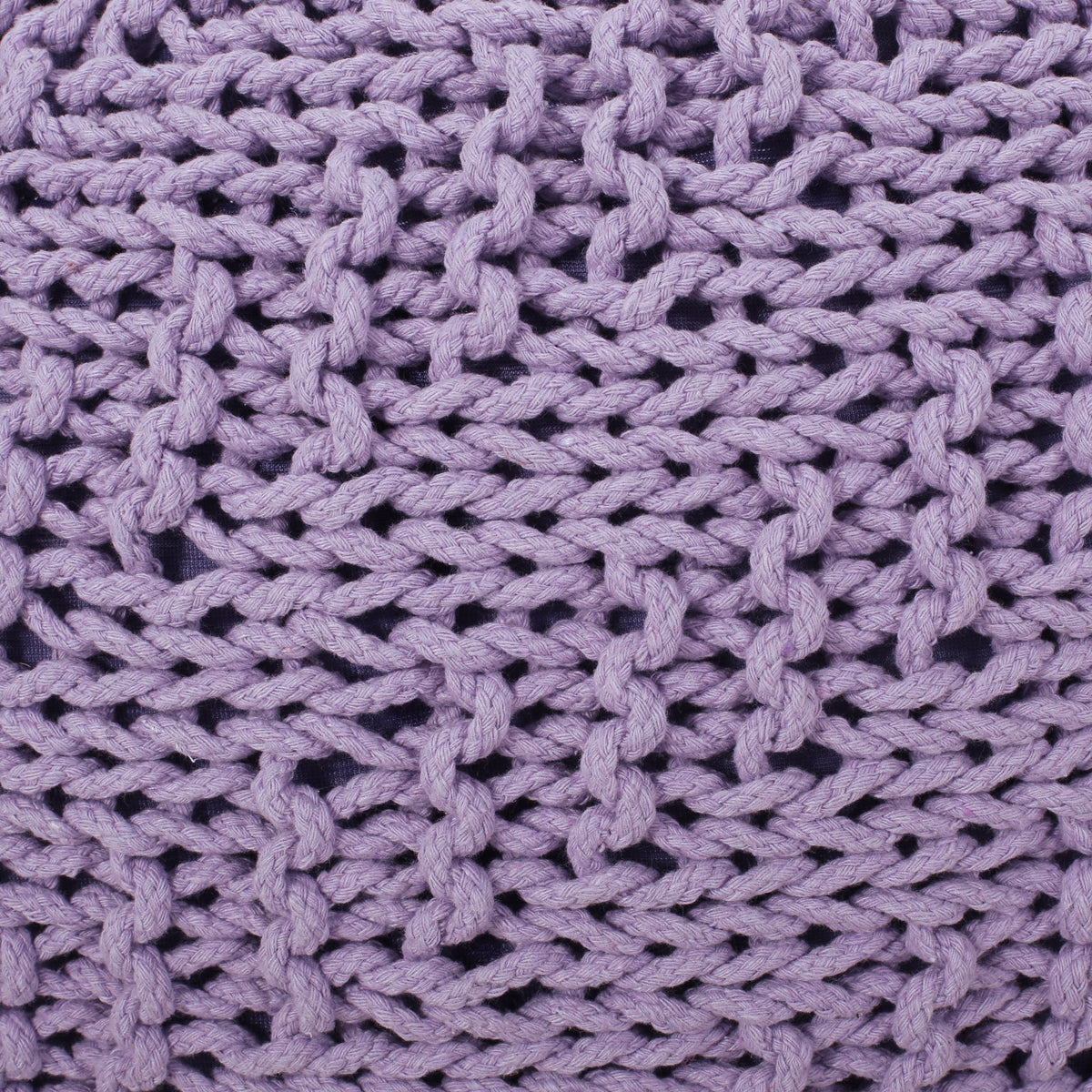 Bordeaux Knitted Cotton Round Pouf, Lavender