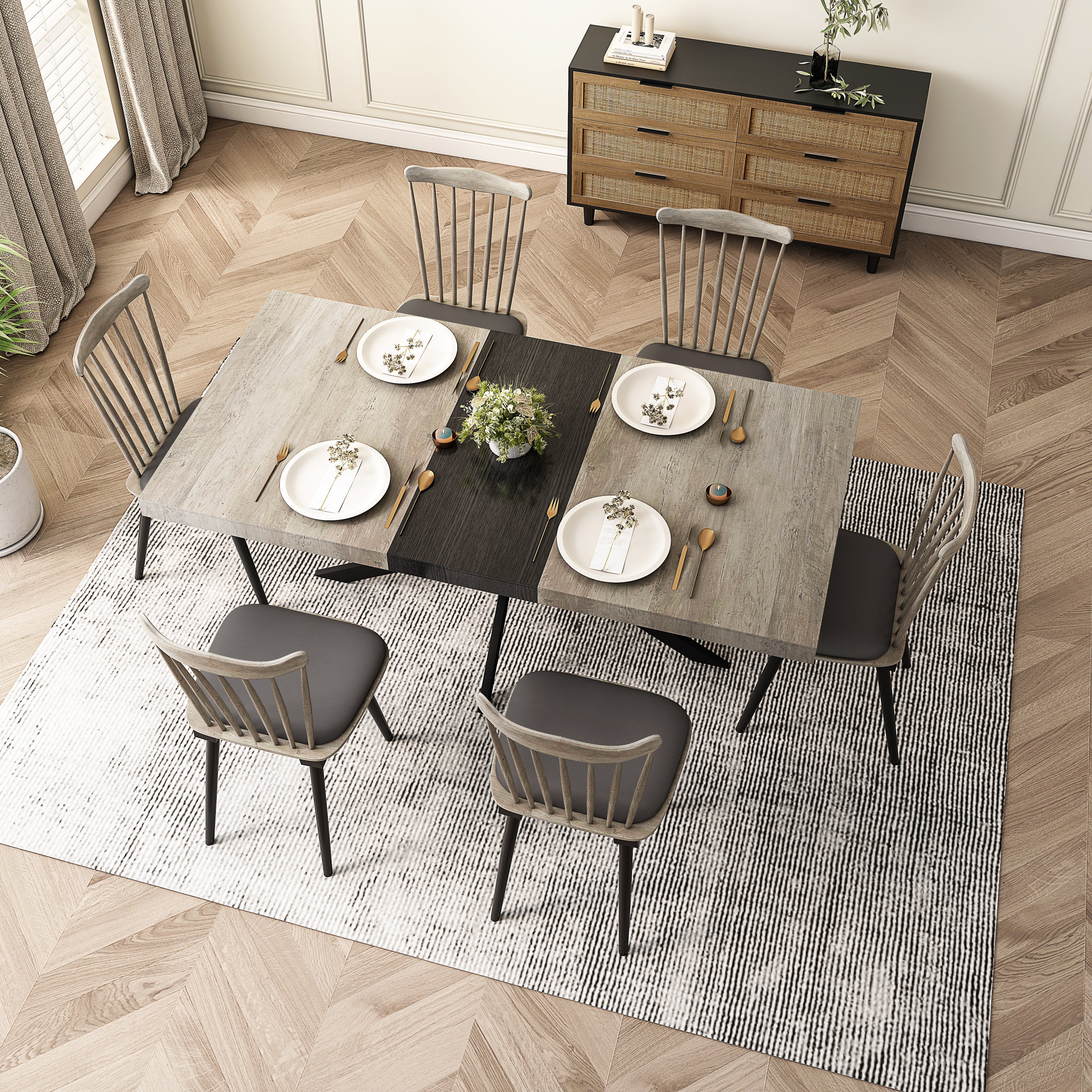 Retro Rectangular Stretch Dining Table