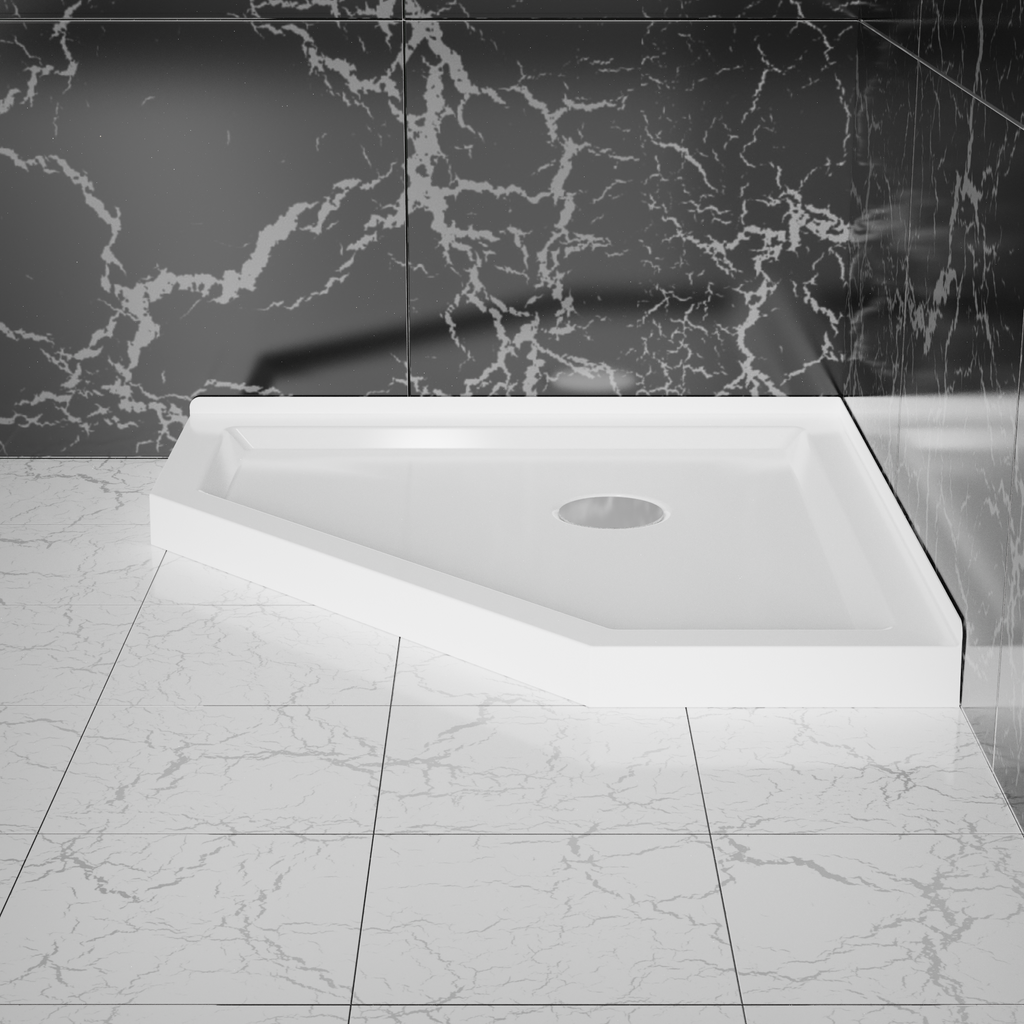 Goodyo 36 in. D x 36 in. W Corner Drain Neo-Angle Shower Base