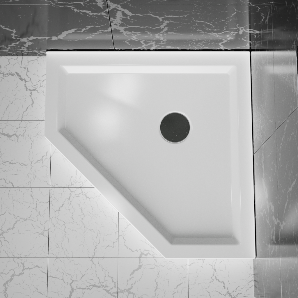 Goodyo 36 in. D x 36 in. W Corner Drain Neo-Angle Shower Base