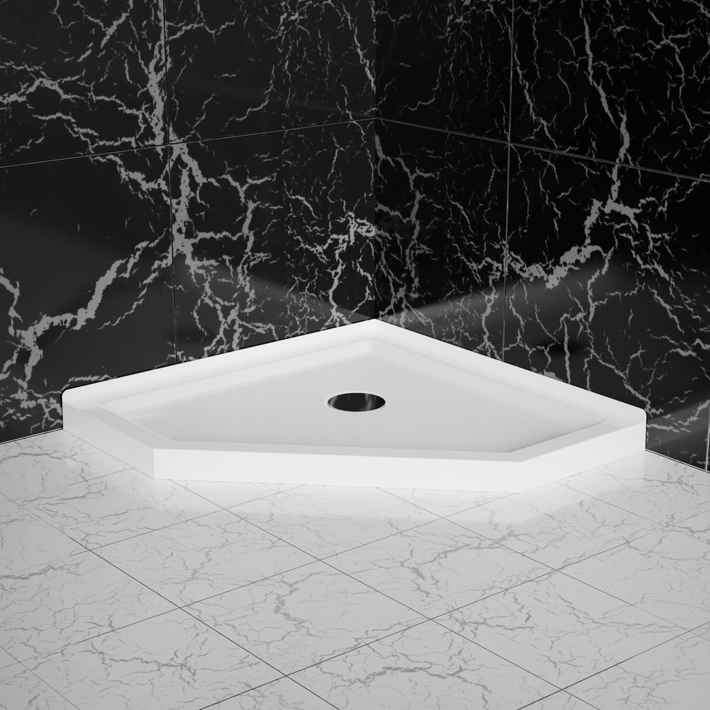 Goodyo 36 in. D x 36 in. W Corner Drain Neo-Angle Shower Base