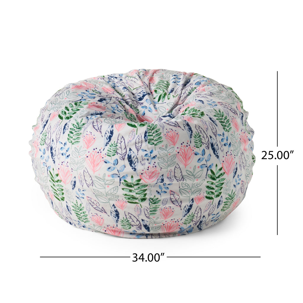 Barcadera 3 Foot Rounded Bean Bag, Leaf Print