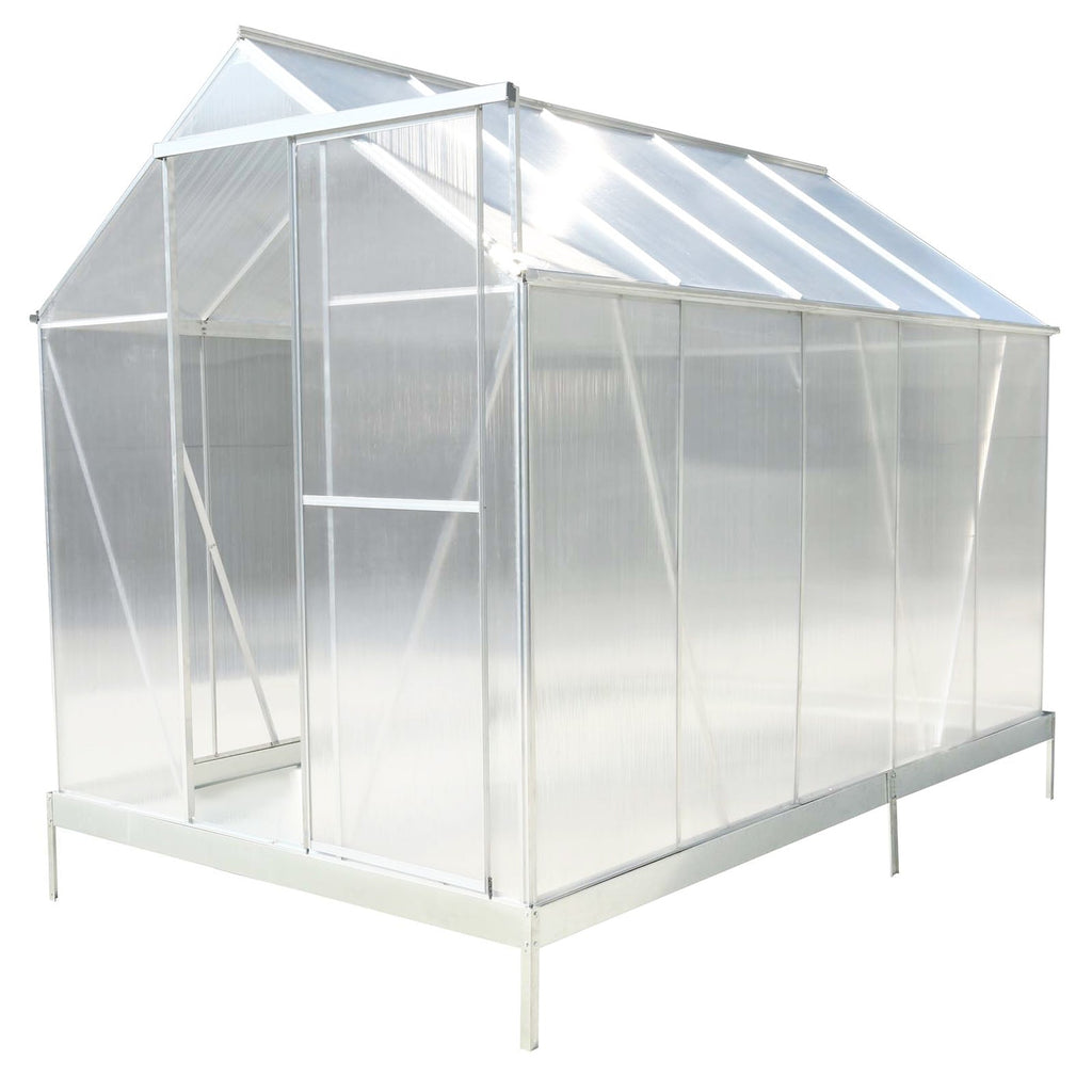 6.3' x 10.2' x 7' Polycarbonate Greenhouse, Heavy Duty Outdoor Aluminum Walk-in