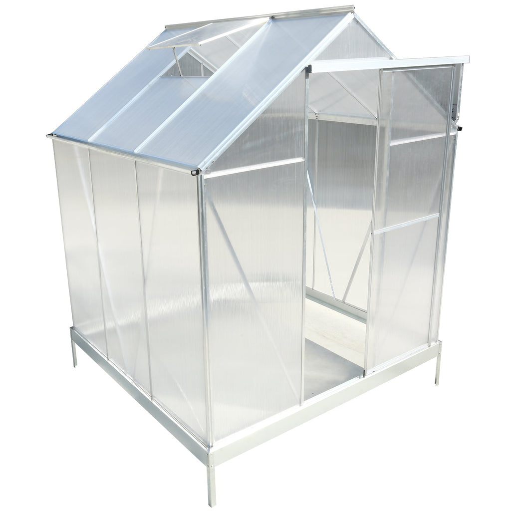 6.3' x 6.2' Polycarbonate Greenhouse, Heavy Duty Outdoor Aluminum Walk-in