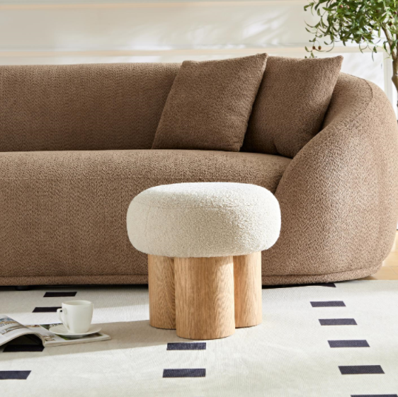W8017-1 Mushroom Stool with Grieg Plush Cushion