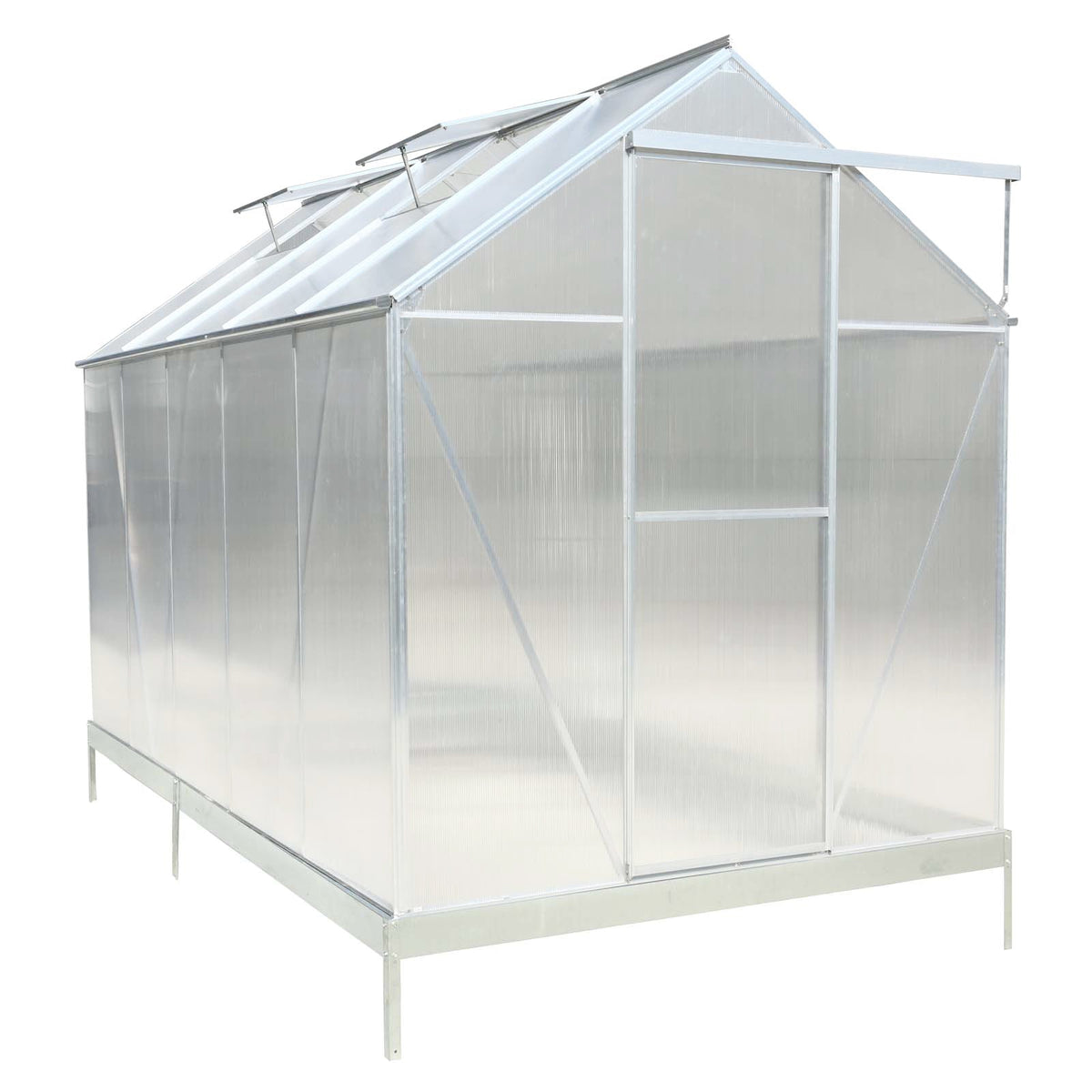 6.3' x 10.2' x 7' Polycarbonate Greenhouse, Heavy Duty Outdoor Aluminum Walk-in