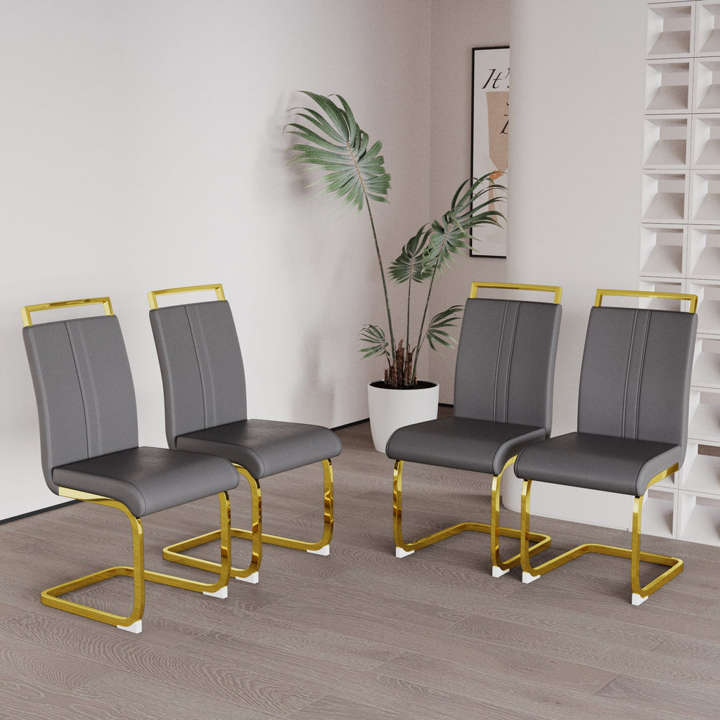 Modern PU Faux Leather Dining Chairs Set of 4 in Grey