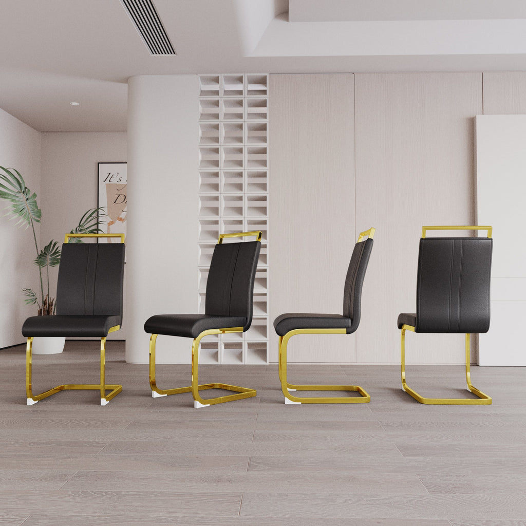 Modern Dining Chairs with Golden Metal Legs - Set of 2