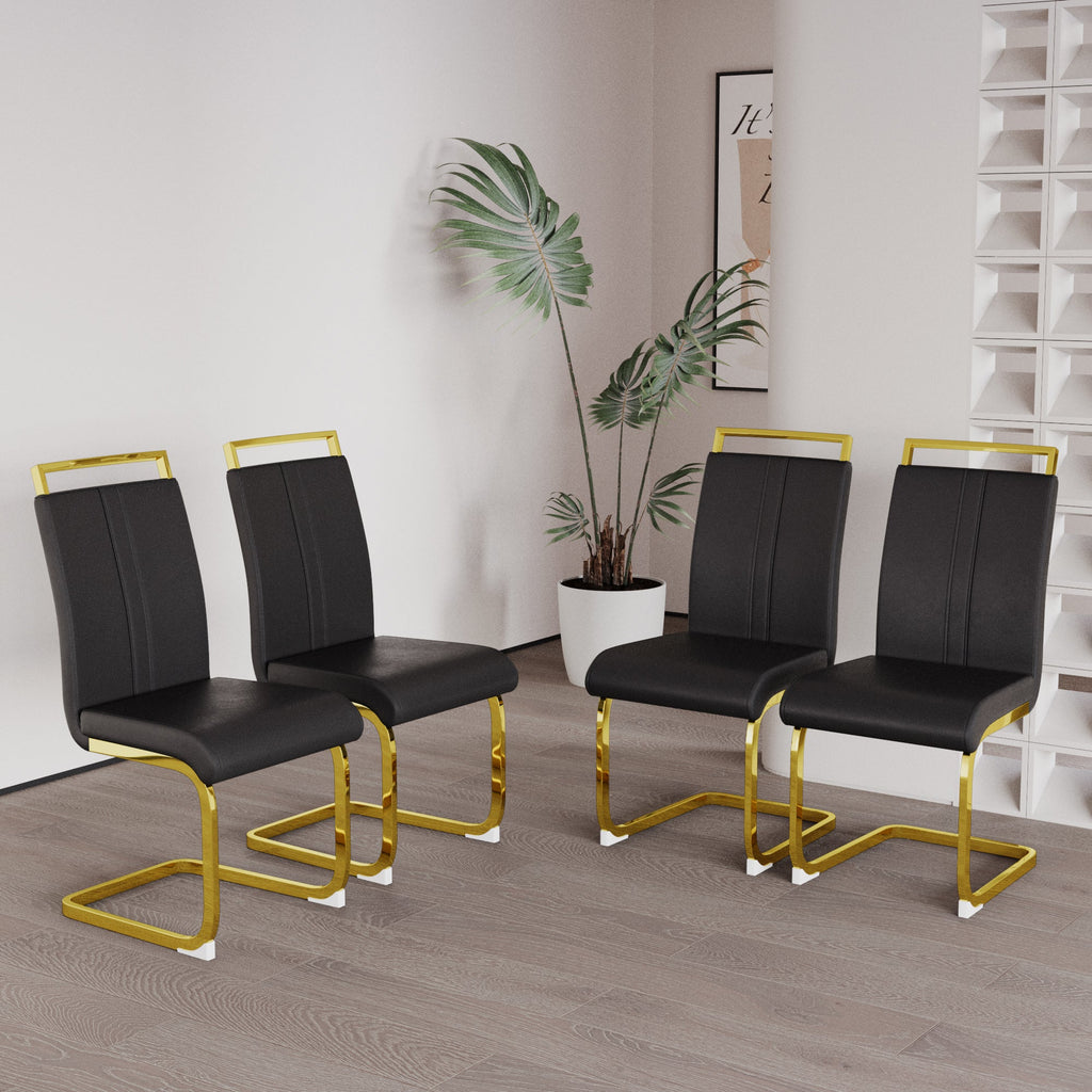 Modern Dining Chairs with Golden Metal Legs - Set of 2