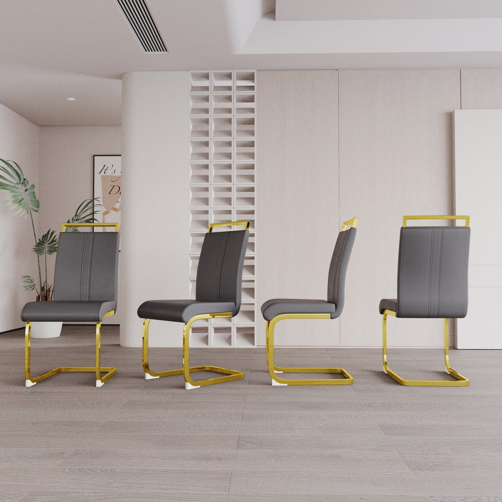 Modern PU Faux Leather Dining Chairs Set of 4 in Grey