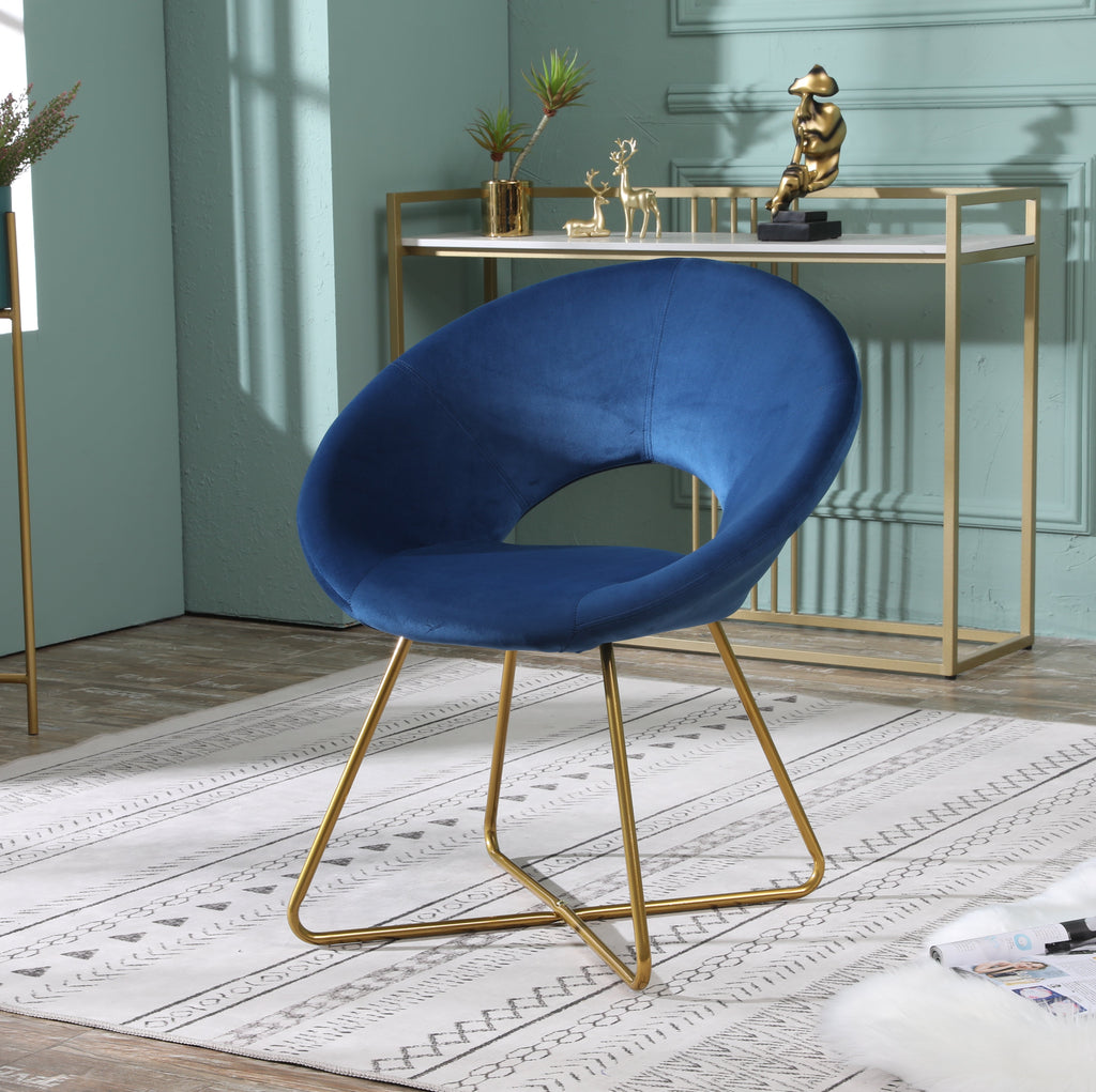 Slatina Blue Silky Velvet Upholstered Accent Chair