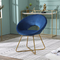 Slatina Blue Silky Velvet Upholstered Accent Chair