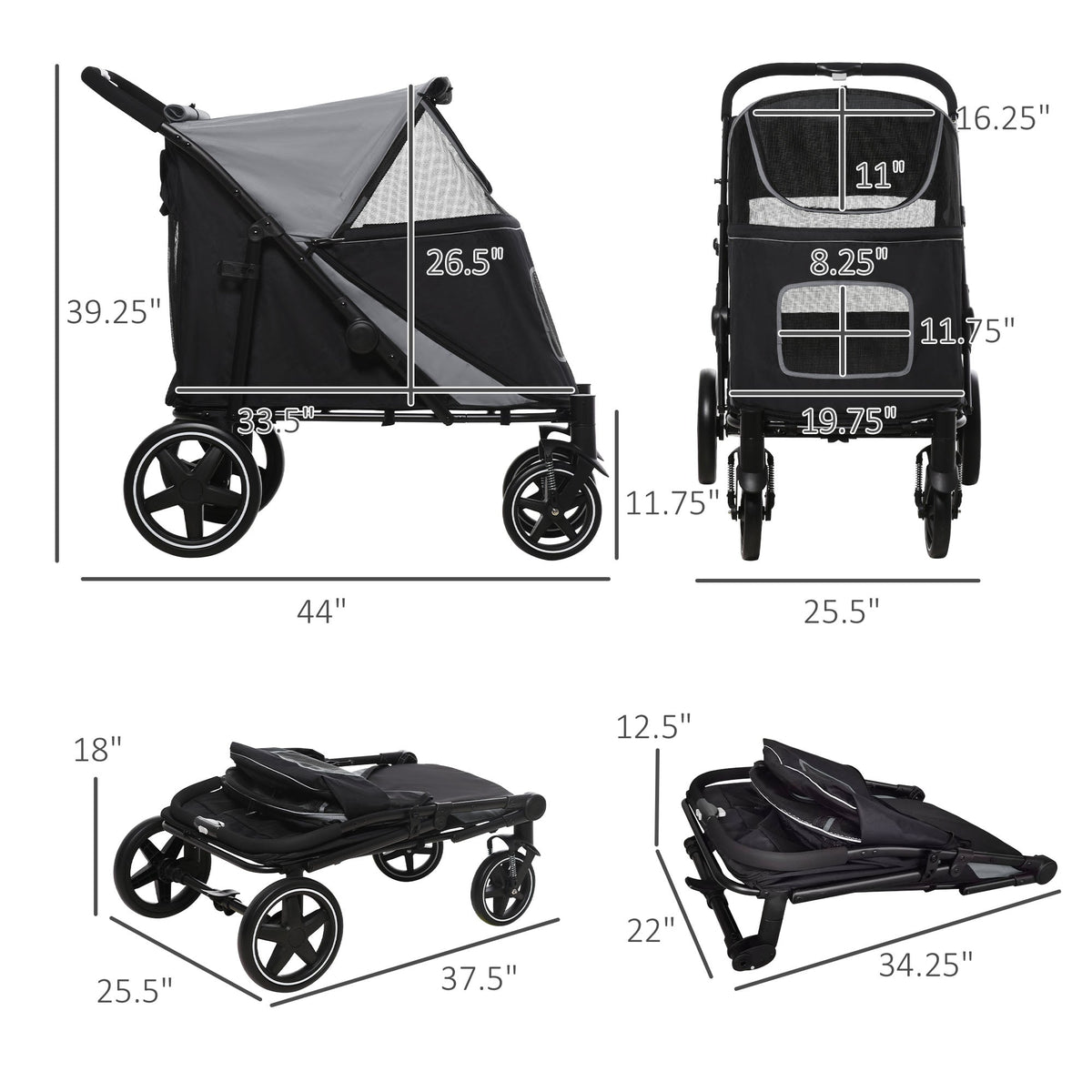 PawHut One-Click Foldable Doggy Stroller