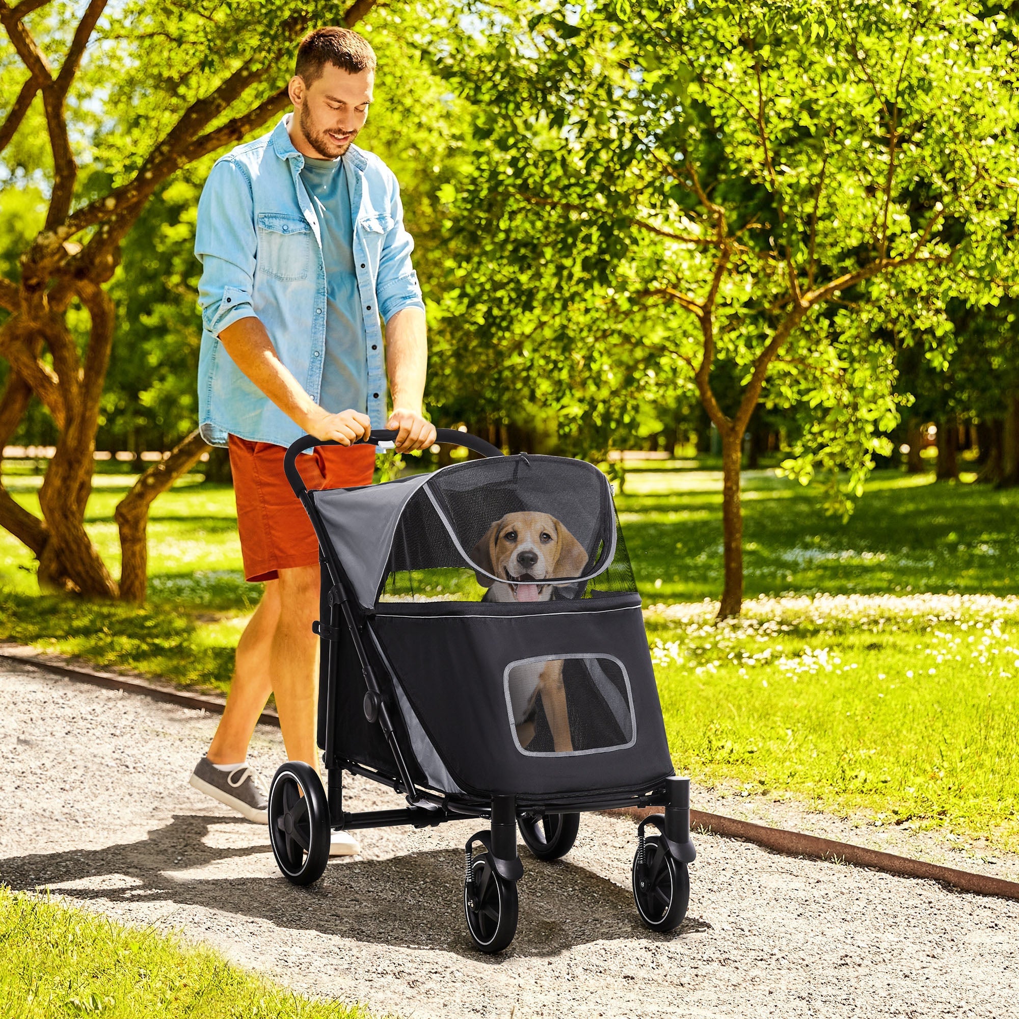 PawHut One-Click Foldable Doggy Stroller