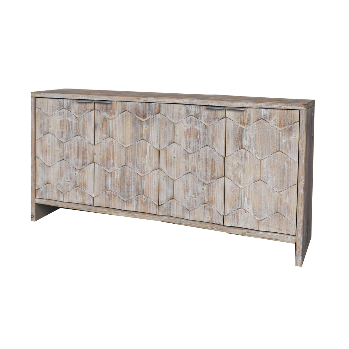 Farmhouse Style 4 Door Wooden Accent Cabinet